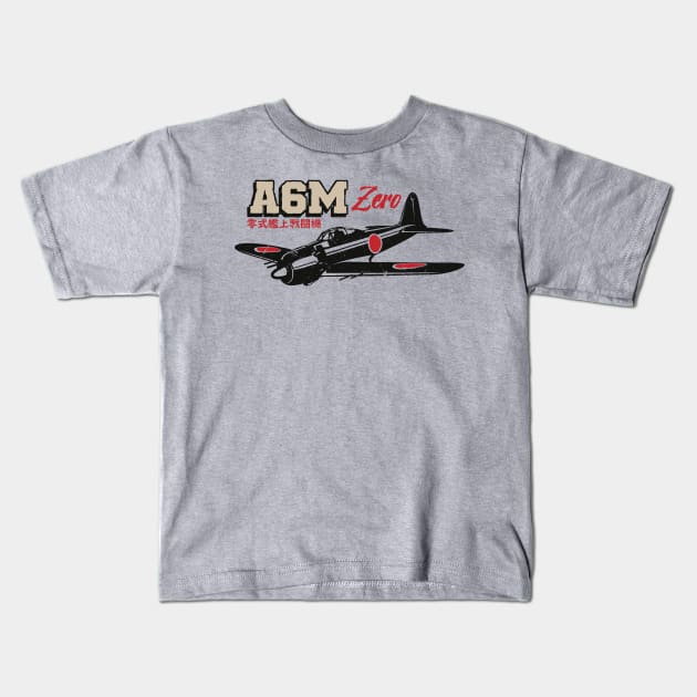 A6M Zero | World War 2 Japanese Plane Vintage Kids T-Shirt by Distant War